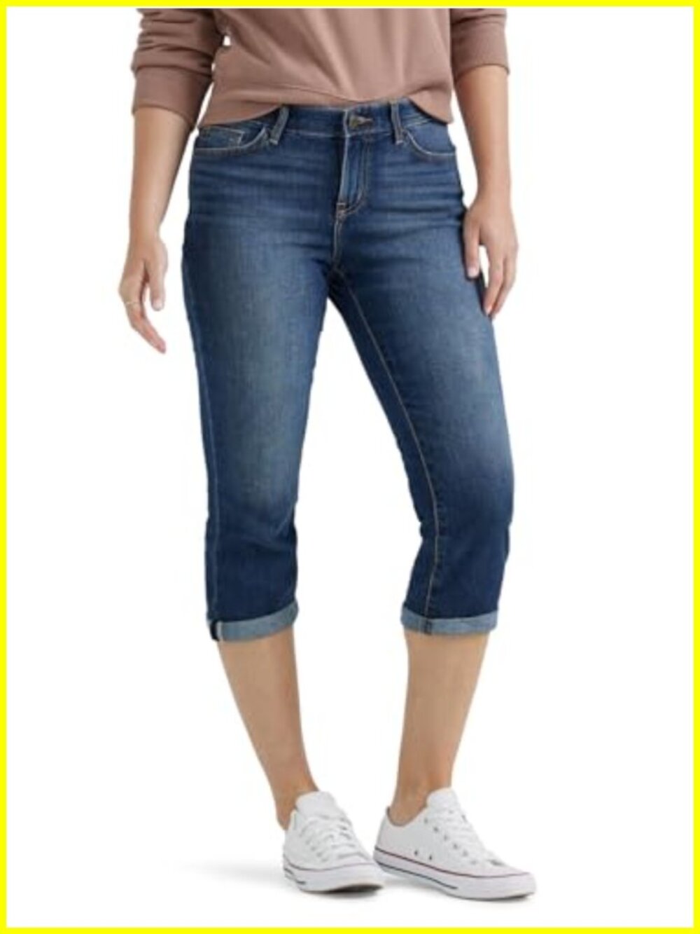 Lee Women's Flex Motion Regular Fit 5 Pocket Capri Jeans, Mid Rise, Stretchable
